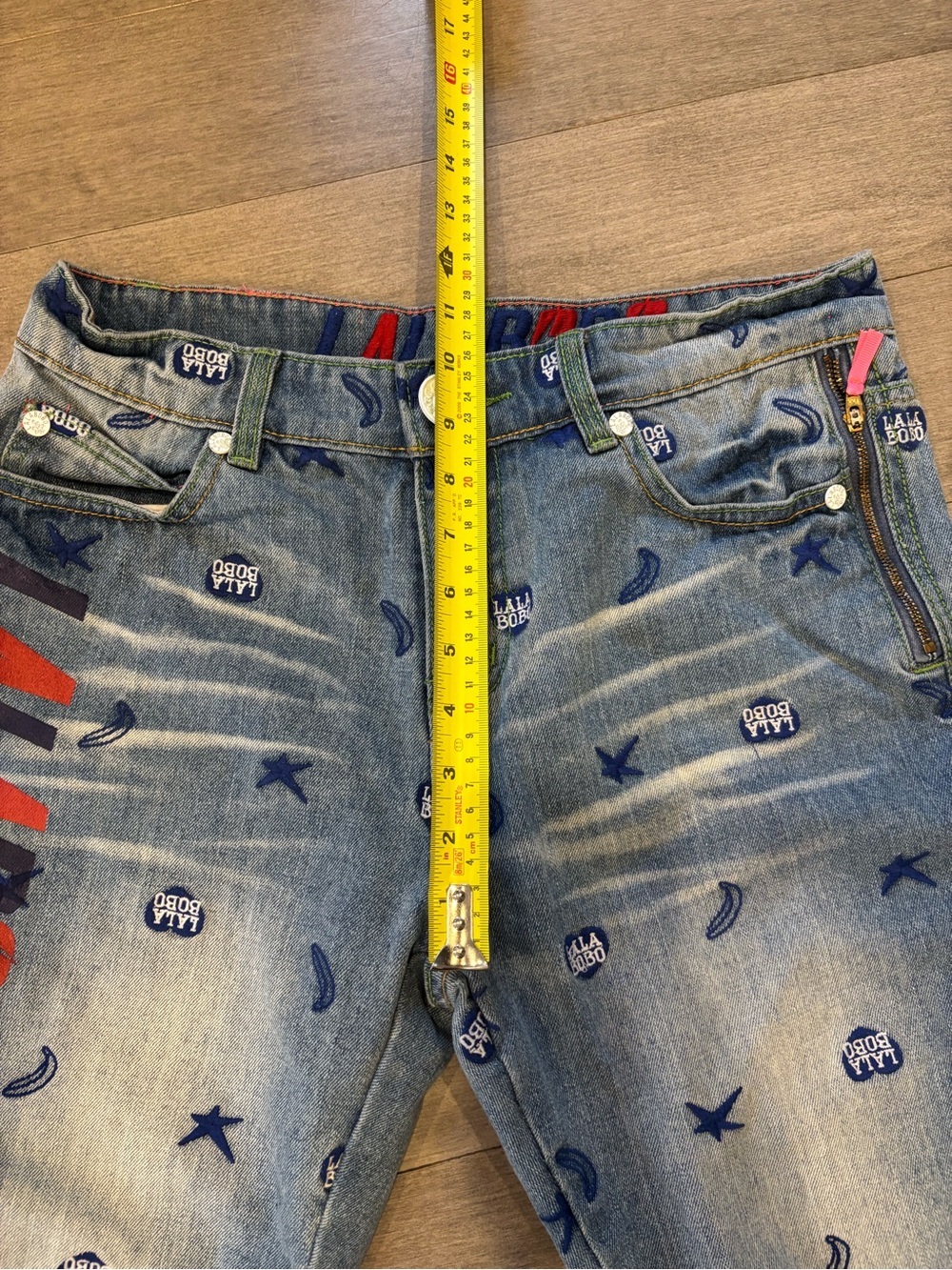 Women's Blue Embroidered Denim Shorts - Picture 13 of 15